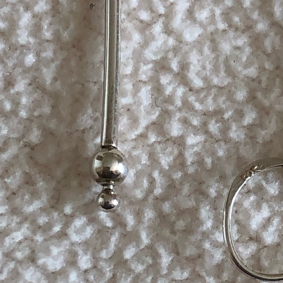 NWOT Sterling Silver Stick Earrings With Tiny Ball - Picture 5 of 7